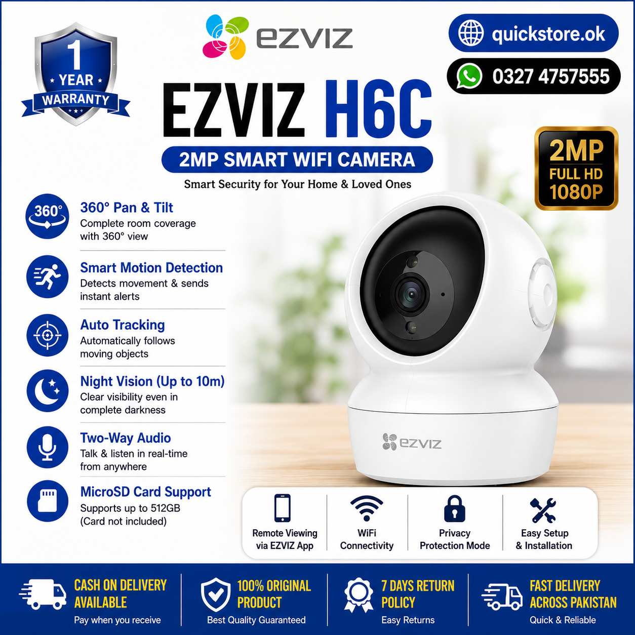 EZVIZ H6C 2MP WiFi Security Camera