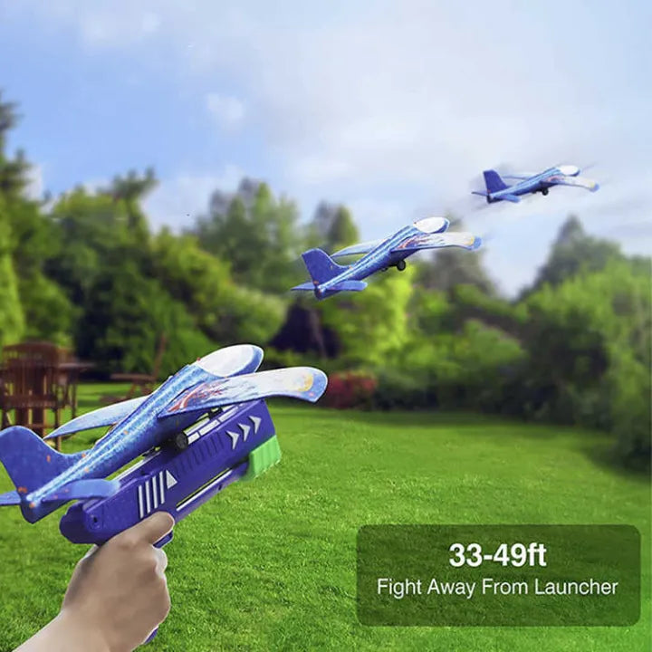 ✈️ Aircraft Gun 🔫 Launcher with Lights – Up to 100 Feet Flight