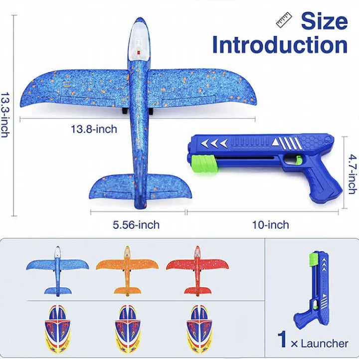 ✈️ Aircraft Gun 🔫 Launcher with Lights – Up to 100 Feet Flight