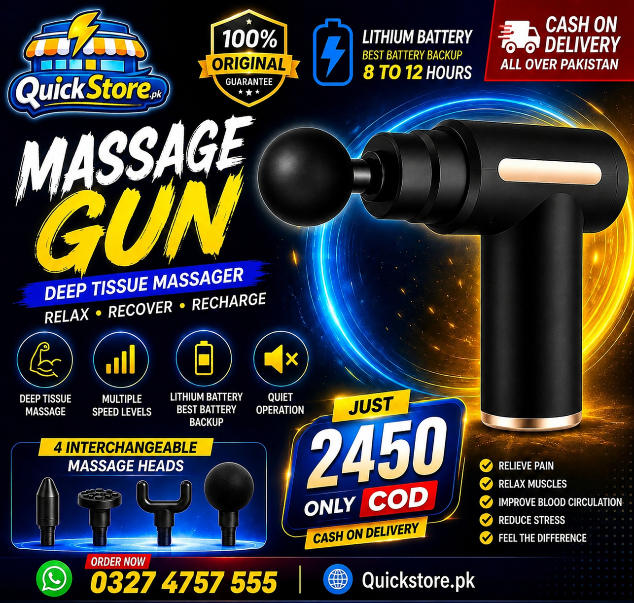 💪✨Muscle Massage Gun Handheld Deep Tissue Massager 💪✨